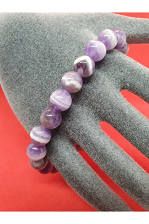 Sertifikalı Uruguay Ametist Doğal Taş Bileklik 8 Mm