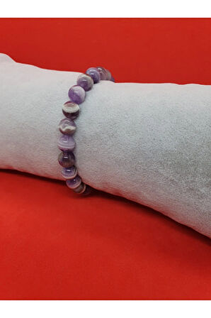 Sertifikalı Uruguay Ametist Doğal Taş Bileklik 8 Mm