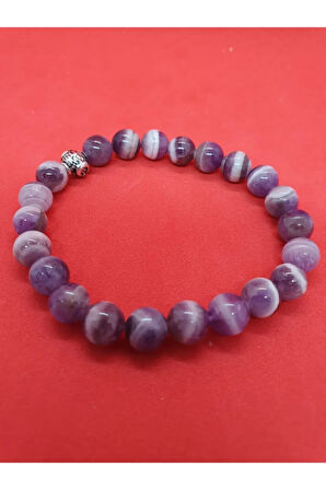 Sertifikalı Uruguay Ametist Doğal Taş Bileklik 8 Mm