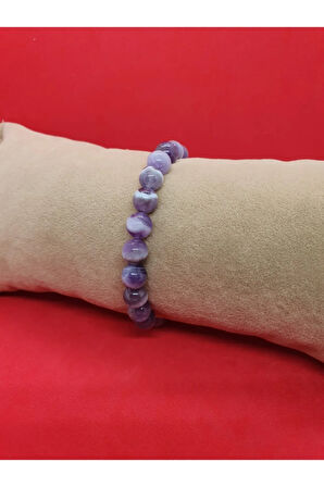 Sertifikalı Uruguay Ametist Doğal Taş Bileklik 8 Mm
