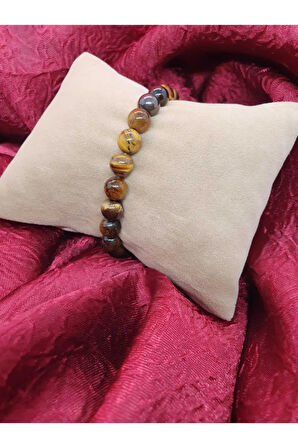 Sertifikalı Kaplan Gözü Doğal Taş Bileklik 8 Mm