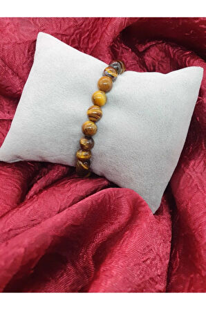 Sertifikalı Kaplan Gözü Doğal Taş Bileklik 8 Mm