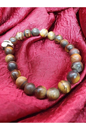 Sertifikalı Kaplan Gözü Doğal Taş Bileklik 8 Mm