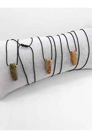 Sertifikalı Rodonit Taşı Kolye Ayarlanabilir Orijinal Doğal Taş Çok Fonksiyonlu Kolye