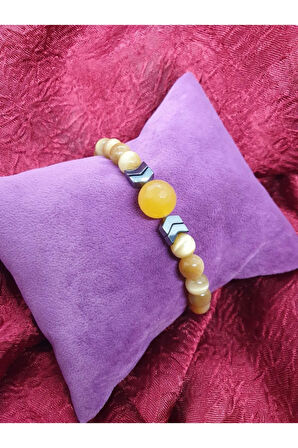 Sertifikalı Doğal Taş Kaplan Gözü Akik Hematit Taşı Tasarım Bileklik