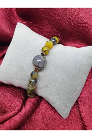 Sertifikalı Doğal Taş Yosunlu Akik Taşı Tasarım Bileklik