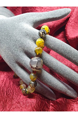 Sertifikalı Doğal Taş Yosunlu Akik Taşı Tasarım Bileklik