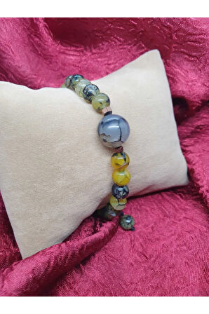 Sertifikalı Doğal Taş Yosunlu Akik Taşı Tasarım Bileklik