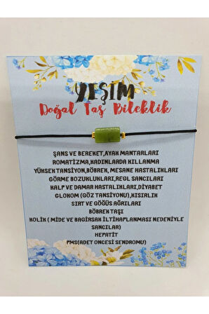 Sertifikalı Doğal Taş Yeşim Taşı Bileklik Siyah Ip