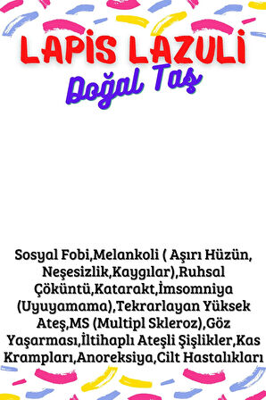 Sertifikalı Tüp Şişelerde Kırık Doğal Taşlar (LAPİS LAZULİ TAŞI DELİKLİ) 5x3cm Büyük Boy