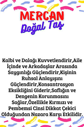 Sertifikalı Tüp Şişelerde Kırık Doğal Taşlar (MERCAN TAŞI DELİKLİ) 5x3cm Büyük Boy