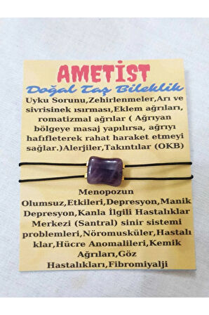 Sertifikalı Ametist Doğal Taş Tasarım Bileklik