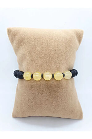 Sertifikalı Sitrin Hematit Oniks Doğal Taş Bileklik