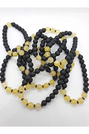 Sertifikalı Sitrin Hematit Oniks Doğal Taş Bileklik