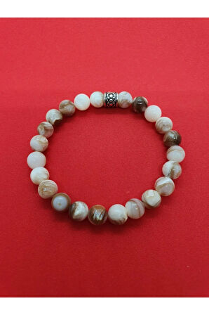 Sertifikalı Sedef Doğal Taş Bileklik 8 Mm