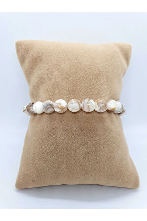 Sertifikalı Sedef Doğal Taş Bileklik 8 Mm