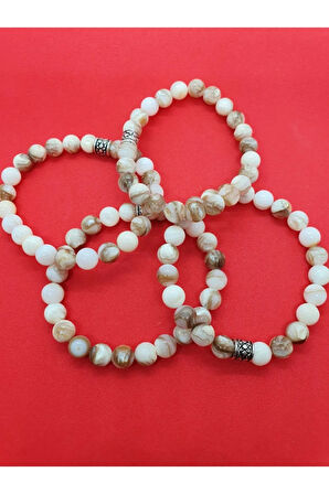 Sertifikalı Sedef Doğal Taş Bileklik 8 Mm