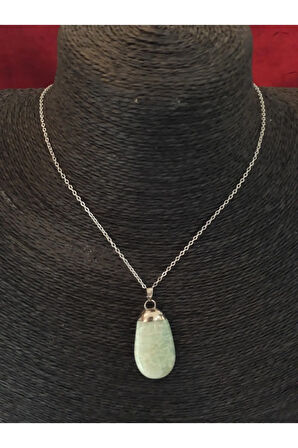 Sertifikalı Amazonit Doğal Taş Kolye (ZİNCİR VE İP DAHİL)