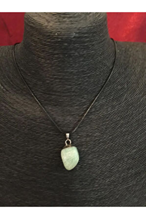 Sertifikalı Amazonit Doğal Taş Kolye (ZİNCİR VE İP DAHİL)