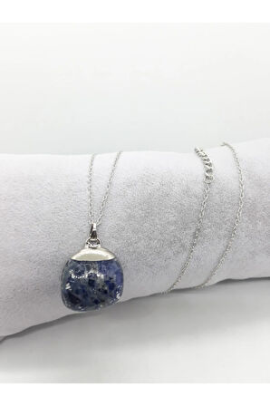Sertifikalı Lapis Lazuli Doğal Taş Kolye Zincir Ve Ip Dahil
