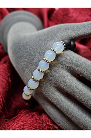 Sertifikalı Opal Ve Oniks Doğal Taş Bileklik 8mm