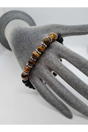 Sertifikalı Kaplan Gözü Oniks Doğal Taş Bileklik