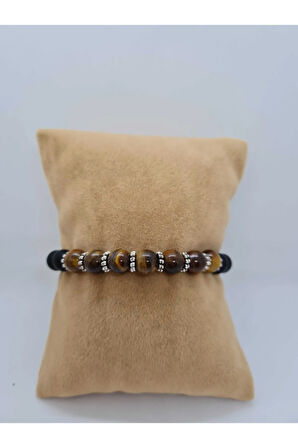 Sertifikalı Kaplan Gözü Oniks Doğal Taş Bileklik