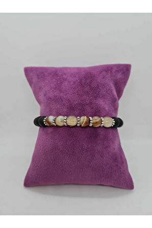 Sertifikalı Yosunlu Akik Ve Oniks Doğal Taş Bileklik