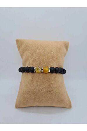 Sertifikalı Yosunlu Akik Ve Oniks Doğal Taş Bileklik