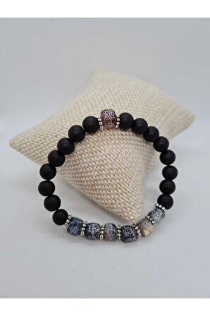 Sertifikalı Küp Akik Ve Oniks Doğal Taş Bileklik