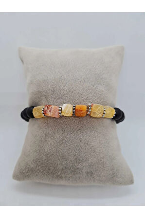 Sertifikalı Oniks Ve Küp Akik Doğal Taş Bileklik