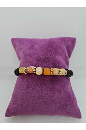 Sertifikalı Oniks Ve Küp Akik Doğal Taş Bileklik