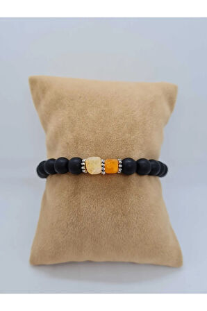 Sertifikalı Oniks Ve Küp Akik Doğal Taş Bileklik