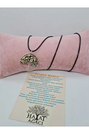 Sertifikalı Jasper Taşı Hayat Ağacı Kolye Orijinal Doğal Taş (ZİNCİR VE İP DAHİL)
