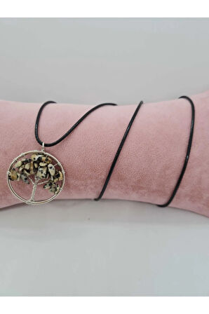 Sertifikalı Jasper Taşı Hayat Ağacı Kolye Orijinal Doğal Taş (ZİNCİR VE İP DAHİL)