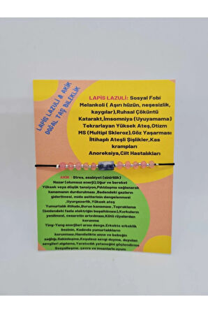 Sertifikalı Lapis Lazuli & Akik Doğal Taş Bileklik