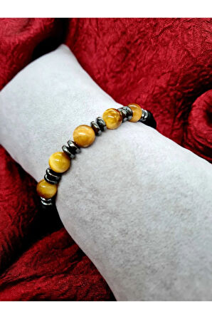 Sertifikalı Kaplan Gözü Hematit Oniks Doğal Taş Bileklik