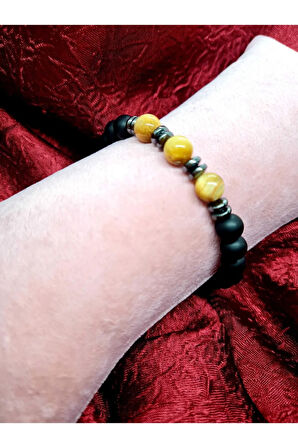 Sertifikalı Kaplan Gözü Hematit Oniks Doğal Taş Bileklik