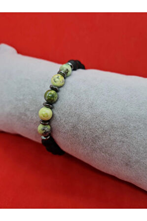 Sertifikalı Doğal Taş Krizopras Ve Hematit & Oniks Bileklik