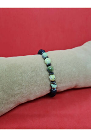 Sertifikalı Doğal Taş Krizopras Ve Hematit & Oniks Bileklik