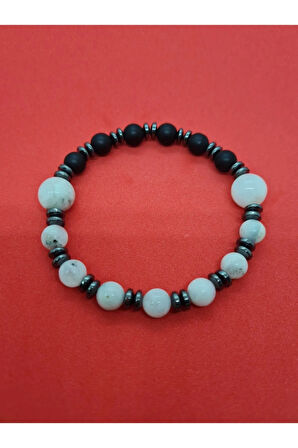 Sertifikalı Aytaşı Hematit Oniks Doğal Taş Bileklik Tasarım