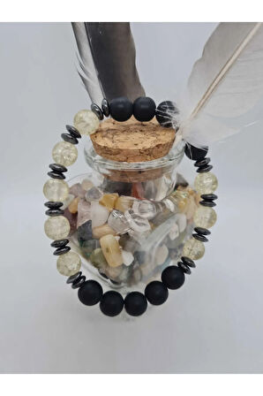 Sertifikalı Necef, Hematit, Oniks Doğal Taş Bileklik Tasarım