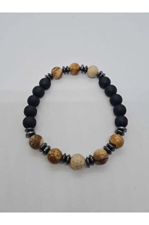 Sertifikalı Jasper , Hematit , Oniks Doğal Taş Bileklik Tasarım