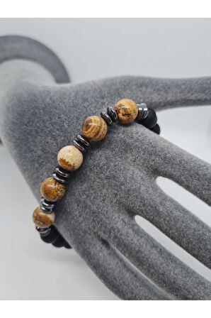 Sertifikalı Jasper , Hematit , Oniks Doğal Taş Bileklik Tasarım