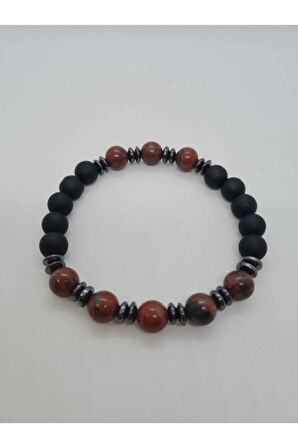 Sertifikalı Jasper , Hematit , Oniks Doğal Taş Bileklik Tasarım