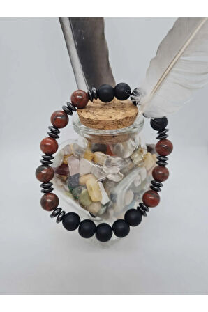 Sertifikalı Jasper , Hematit , Oniks Doğal Taş Bileklik Tasarım