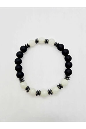 Sertifikalı Akik Hematit Oniks Doğal Taş Bileklik Tasarım