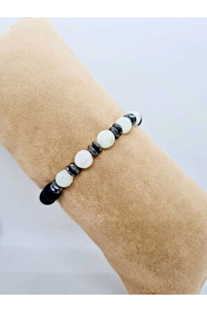 Sertifikalı Akik Hematit Oniks Doğal Taş Bileklik Tasarım