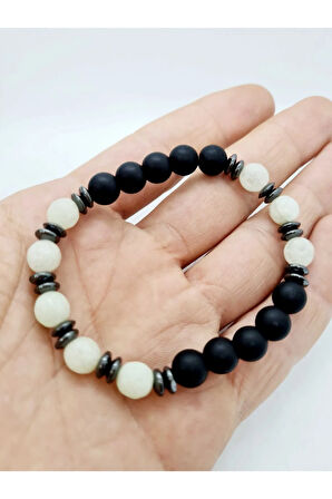 Sertifikalı Akik Hematit Oniks Doğal Taş Bileklik Tasarım