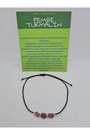 Sertifikalı Pembe Turmalin Doğal Taş Bileklik Asansörlü Ayarlanabilir Kilit Sistemi Aaa Kalite